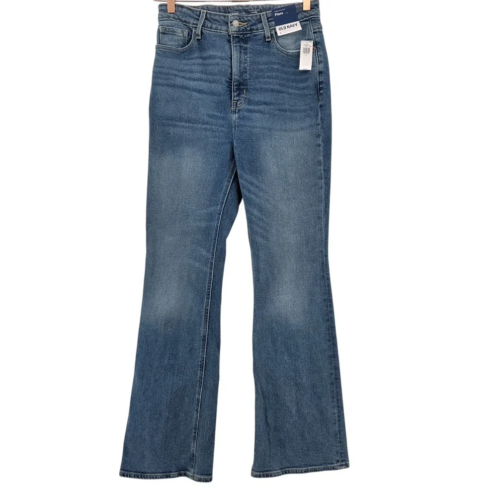 Old Navy Womens 8 Higher High Rise Flare Jeans in Clover NWT - Picture 3 of 16